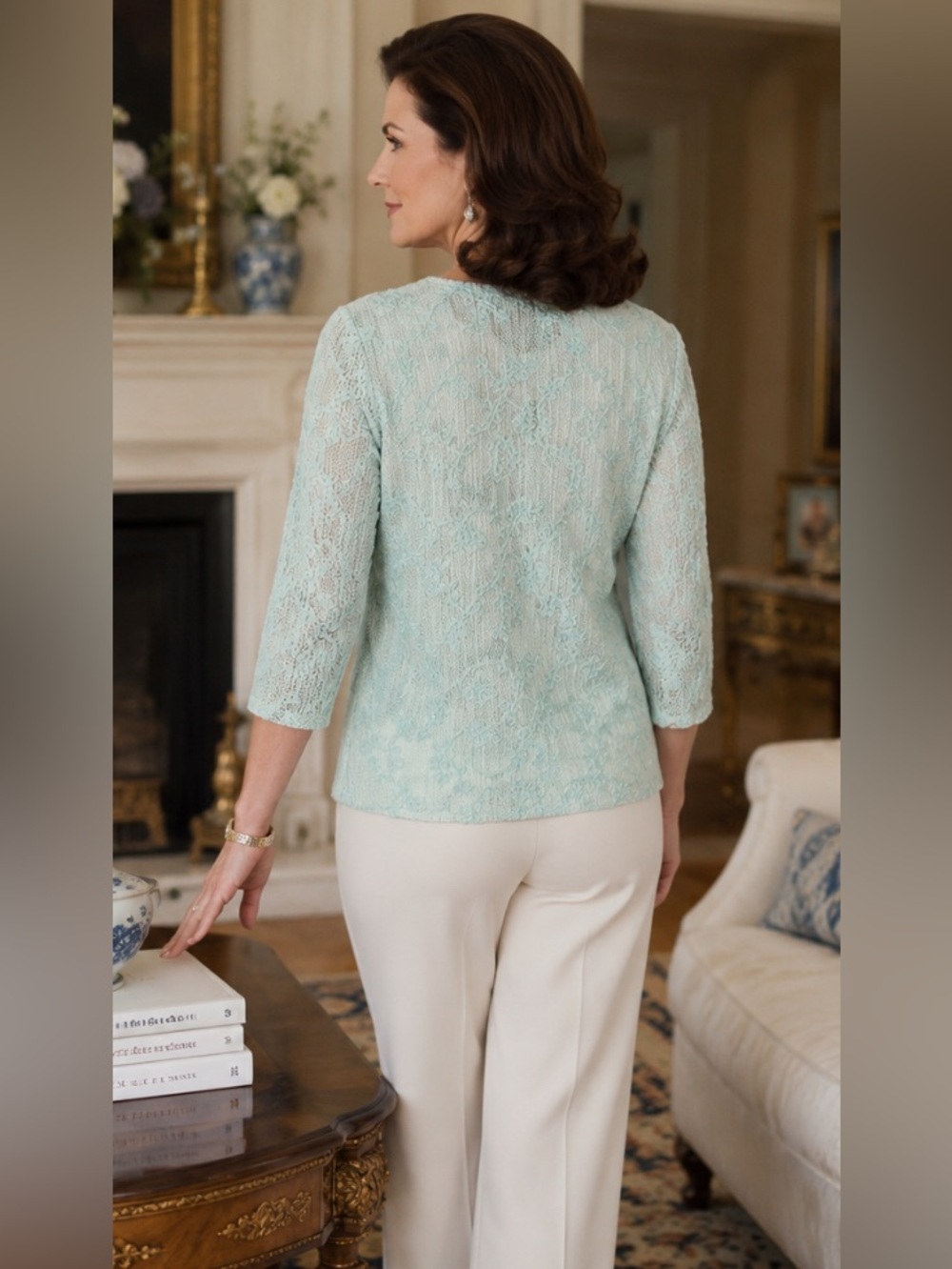 Alfred Dunner Mint Green Embroidered Knit Top - Picture 2 of 9
